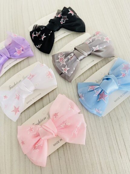 Moño Infantil Estrellas Rosadas