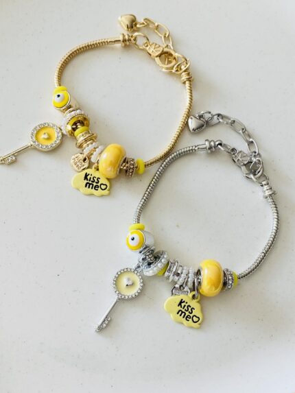 Pulsera llave amarilla ojo turco