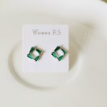Topo cuadrito plateado- circones verdes