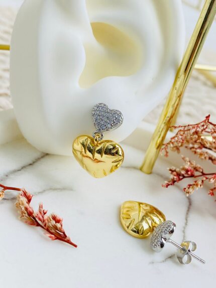 Aretes - Corazones combinados.