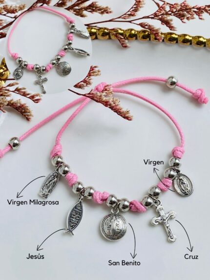 Pulsera Religiosa Rosa Pequeña