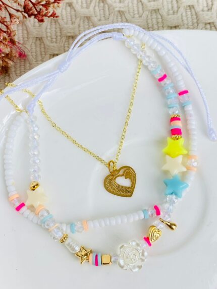 Tobillera - Blanca  y colorcitos.