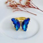 Anillo mariposa azul