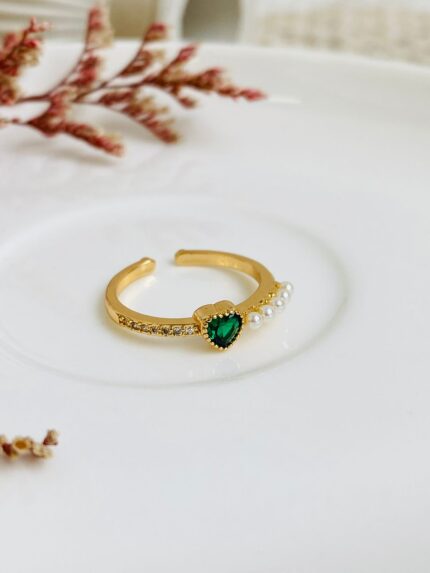 Anillo Cora Verde perlado