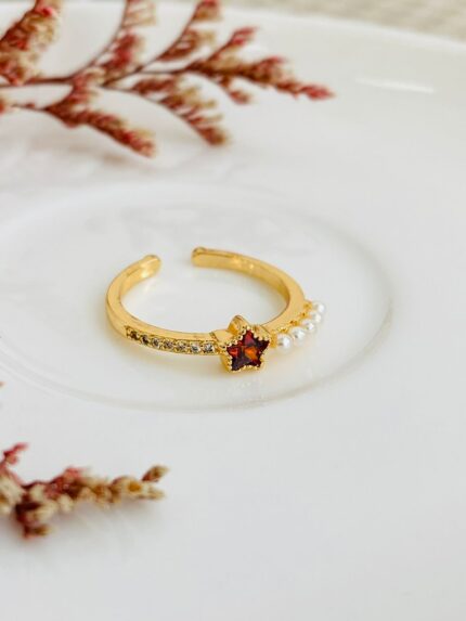 Anillo Estrellita Roja Perlado