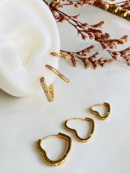 Set de Candongas Corazón Circones Blancos