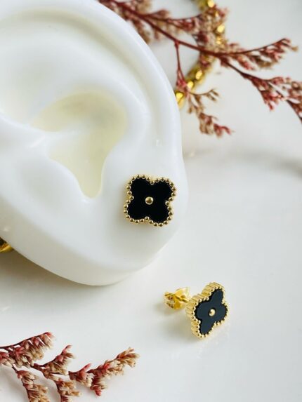Arete Topo Van Cleef Negro Pq Pun