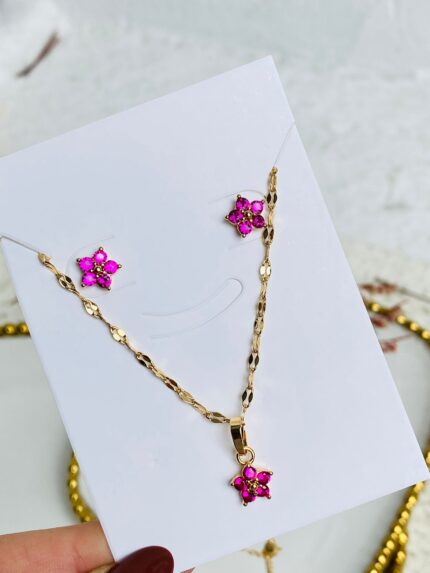 Set Rodio Flores Fucsias