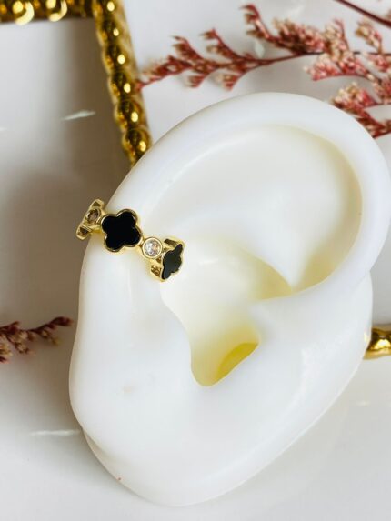 Earcuff Van cleef negro/Dorado