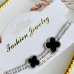 Pulsera Trébol Negro/Plateado