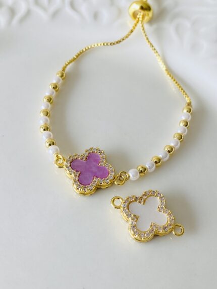 Pulsera Van Cleff Lila/Blanco