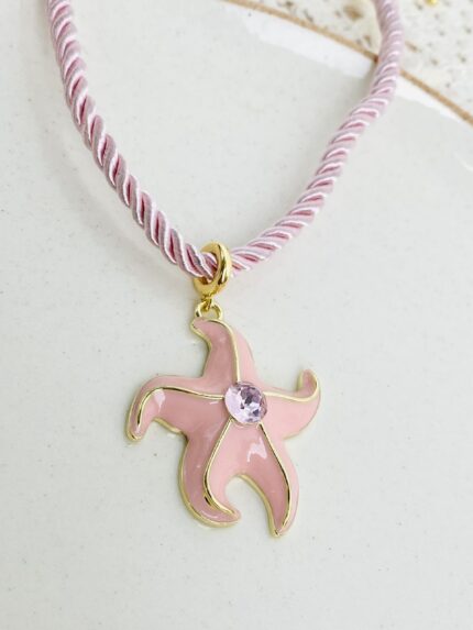 Cadena Lazo Tela Estrella Rosa