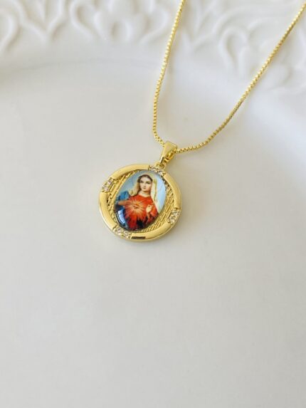 Cadena Placa Virgen Maria