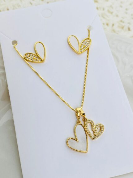 Set Rodio Corazón Nacar Circonado