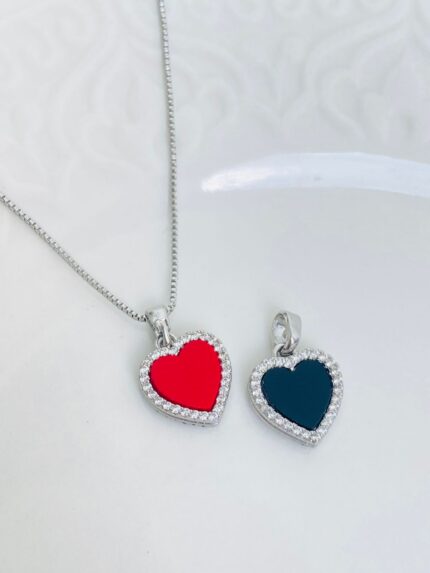 Cadena Corazón Negro/Rojo