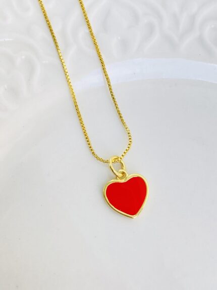 Cadena Corazón Plano Rojo