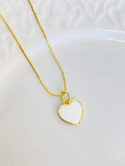 Cadena Corazón Plano Blanco