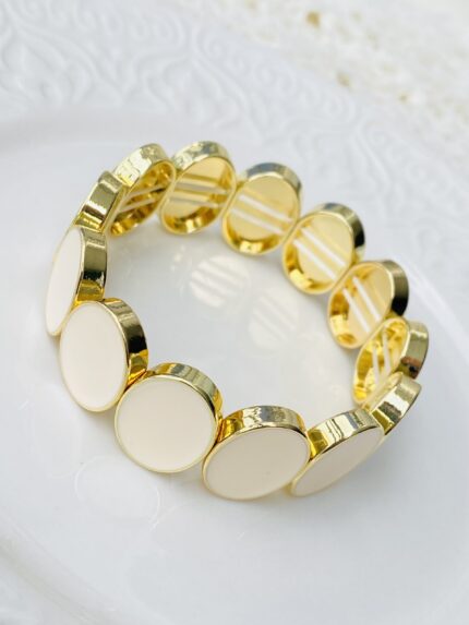 Pulsera Elástica Ovalos Beige