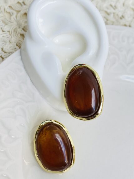 Arete Perla Café Bordeada