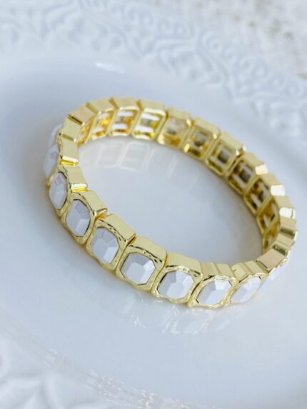 Pulsera Elastica Cuadros Blancos