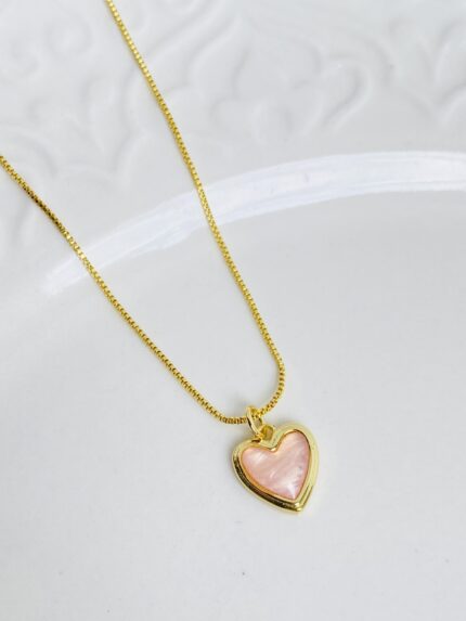Cadena Corazón Crem Rosa