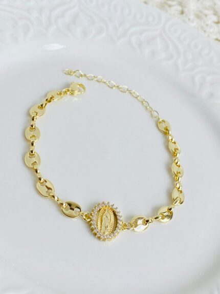 Pulsera Eslabones Virgen Cristales