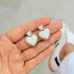 Aretes corazón diamantado blanco