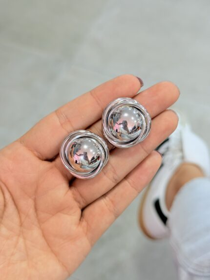 Aretes Maxi Circular plateado