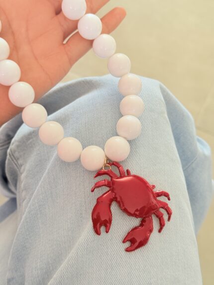 Collar Cangrejo Blanco-Rojo