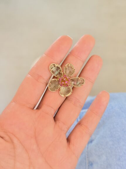 Anillo Flor Cristal Verde