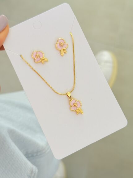 Set de Rodio mini flor rosa