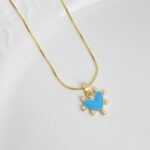 Cadena corazón Perlado azul