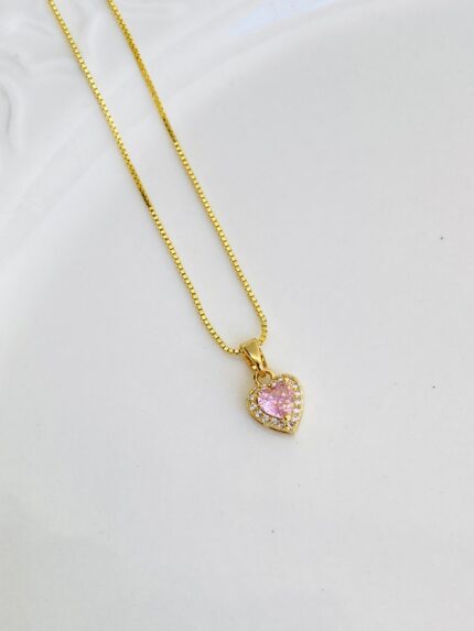Cadena Corazon Princess Rosado