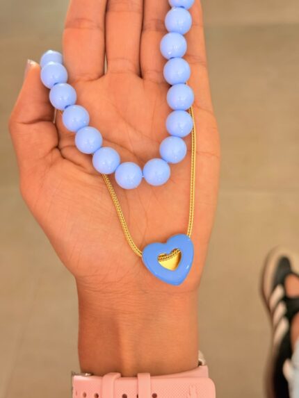 Collar x 2 corazón azulado