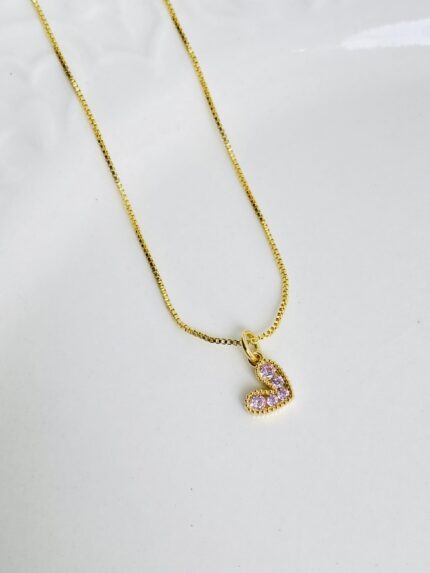 Cadena corazón brilli rosa