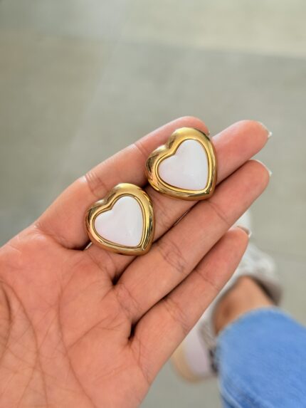 Aretes Corazon Blanco