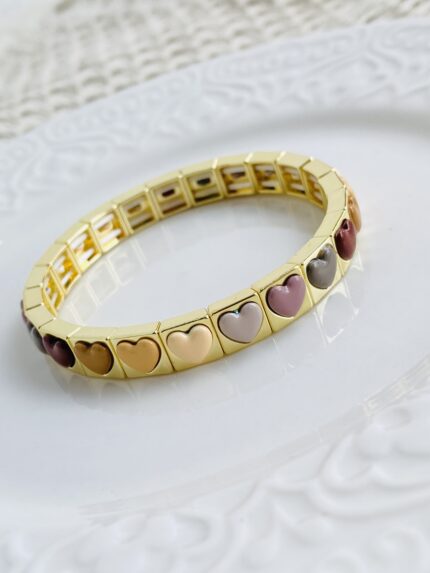 Brazalete Placa Corazones Nude
