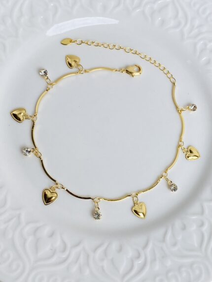 Tobillera Corazones Circones Blancos