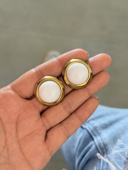 Aretes Blanco Dorado Vintage