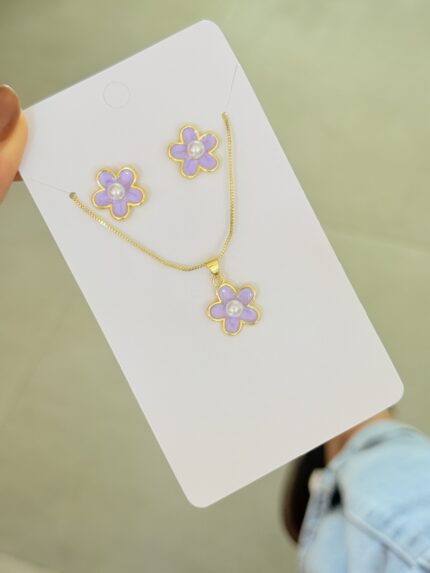 Set de Rodio Flor Lila