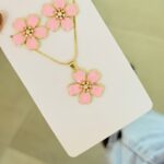 Set de Rodio Flores Rosadas Grande