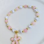 Pulsera Blanco Rosado Flor